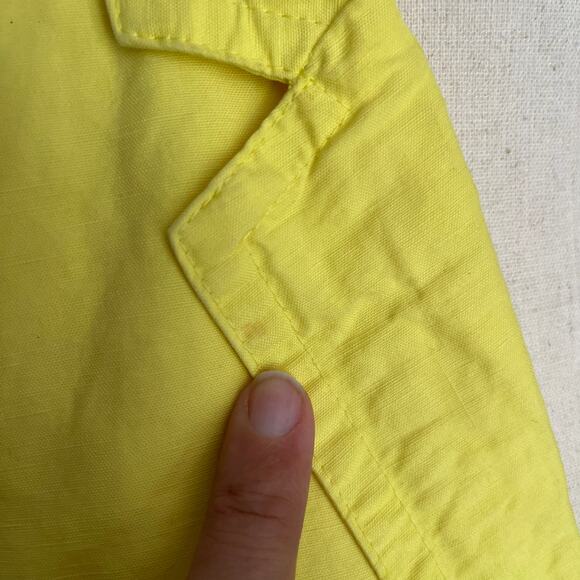 J Crew Linen Blend 2 Button Womens Blazer Sz 6 Yellow Notch Collar Preppy Bright - Picture 8 of 11